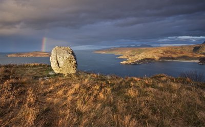 Gruinard Sunset with Rainbow over Anthrax Island