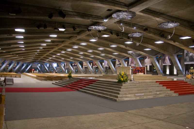 Underground parking lot pretending to be a church