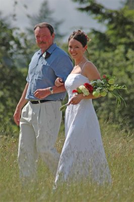 Angela and her Father on wedding day