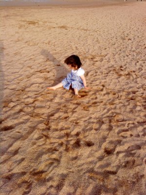 Butter Bean rolls in sand