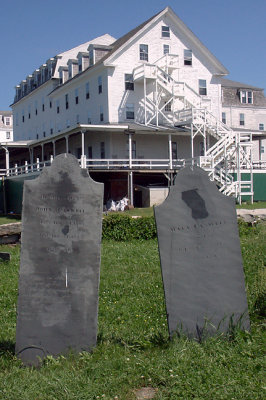 Caswell Cemetery, View to Hotel.