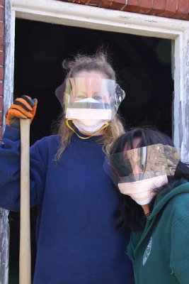 Terri Golter and Jenny Rosenson cleaning the Oil House