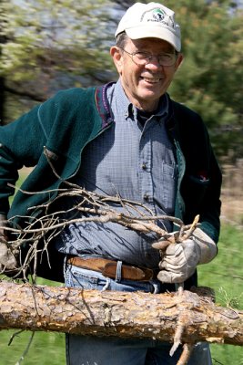 David Borden carrying brush