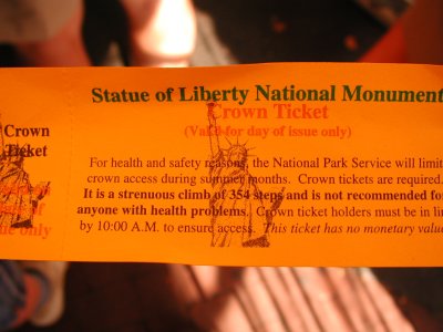 Liberty Statue, the crown ticket