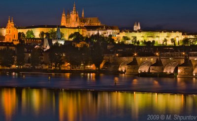 Prague Castle Lights Reflection