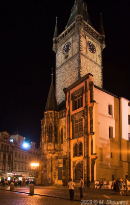 Pargue Old Town Hall and Astronomical Clock Tower at Night.