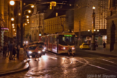 Prague Trams at Night
