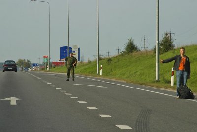 Common sight, hitchhikers