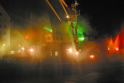 Gdansk, fire fighter boat showing off
