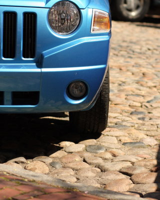 Nantucket car and cobblestones