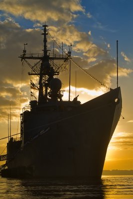 Warship at Sunrise