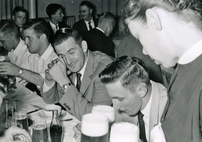 Rear table (L-R) Wrye; Lizotte; Heiler. Foreground table: Thompson; Borne; Poole; Justice