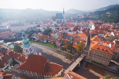 View of Krumlov from zamecka vez tower