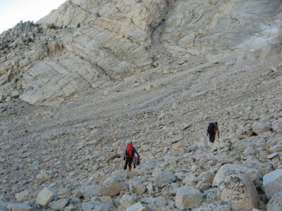 Hiking over the talus
