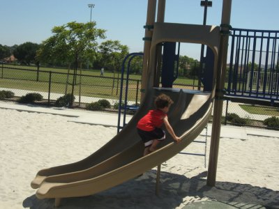 Jacob going UP the ladder
