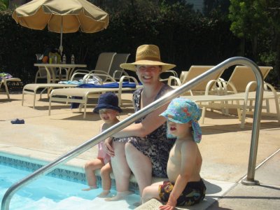 Arwen and her angels at the pool