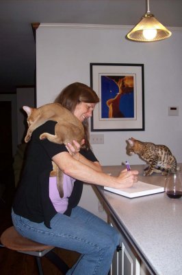 Cynthia tries to get work done..