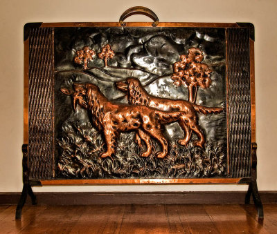 Old copper fire screen by Dennis