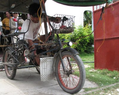 Polio.  works as taxi driver in his invention.