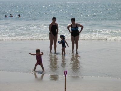the girls playing in the water