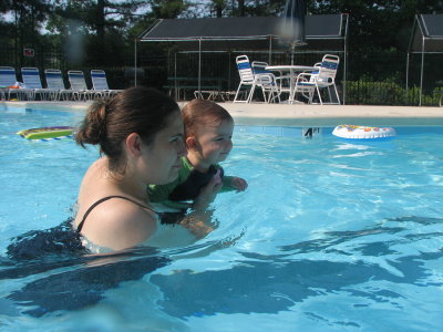 Kim and Erin swimming