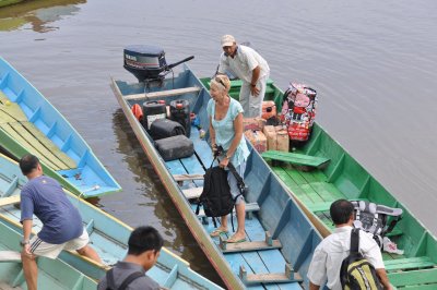 Jacky boarding the boat from Lg Iman to go back home