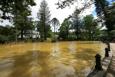 Natural hot water pool at Terra Nostra parque in Furnas