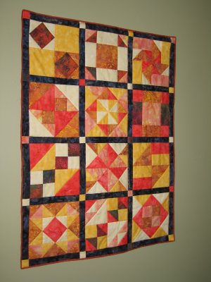 Wall hanging for our dining room, from six fat quarters.
