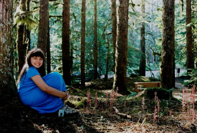 Johanna Nelson, age 10, with Corallorhiza mertensiana. Mt. Hood, Ore. 7/9/09