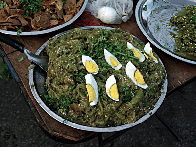 Bell chilies (nam prik noom) with hard boiled eggs