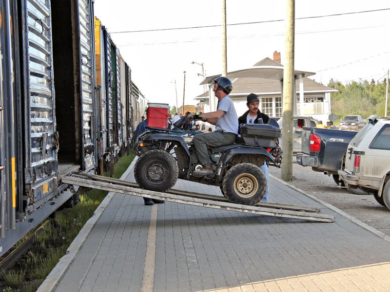 Loading ATV onto Polar Bear Express