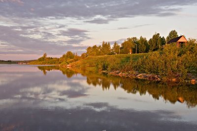 Up river along the shore of the Moose River from public docks