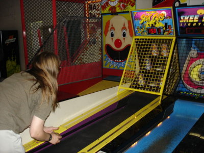 Wife Playing Skeeball at Fastrack on 28th Birthday