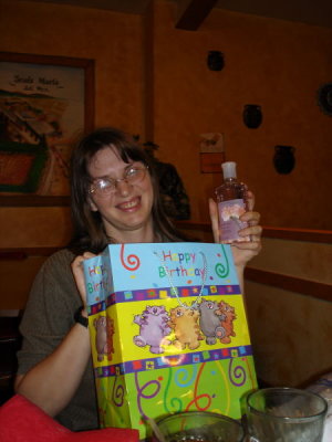 Wife With Gifts Received on Birthday