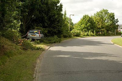 A recent accident that happened on the dangerous Buttsgrove Way bend