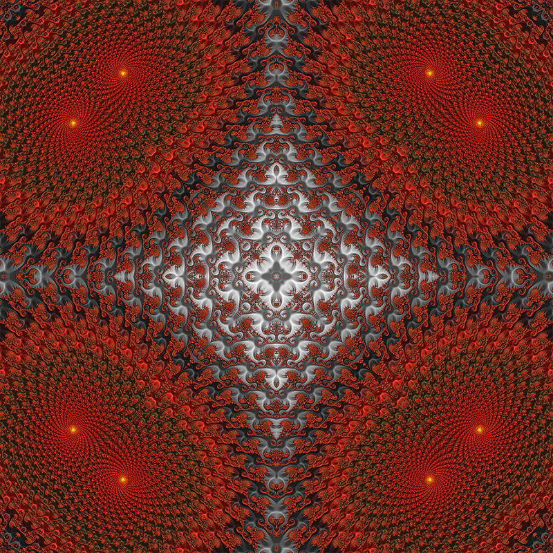 Red gray & yellow curly kaleidoscope