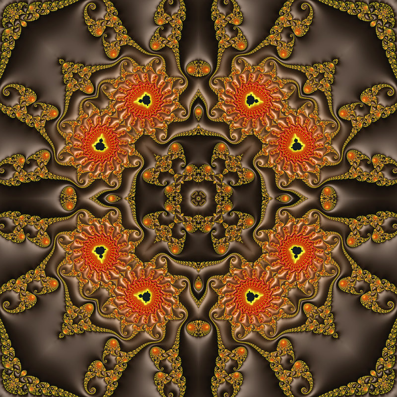 Mandel kaleidoscope yellow, orange & brown