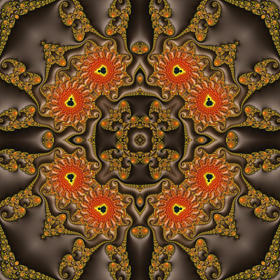 Mandel kaleidoscope yellow, orange & brown