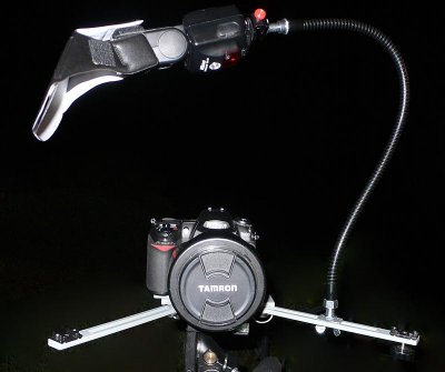 Flex arm adapter for Manfrotto macro flash bracket