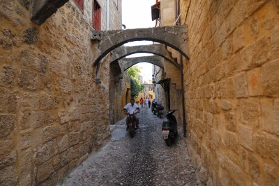 Street in the walled city of Rhodes
