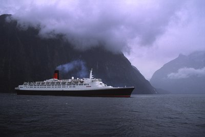 QE2 at Milford Sound, Fiordland, New Zealand