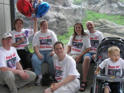 Rolf, Bernice, Jan, Neil, Crystal, Rich & Zach after getting caught in the rain.