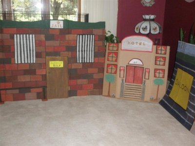 Living room filled with cardboard town