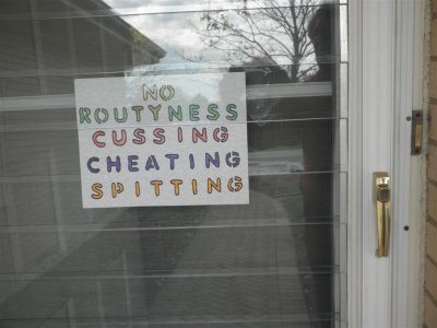 Sign on front door