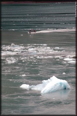 A survey boat is out collecting ice for research