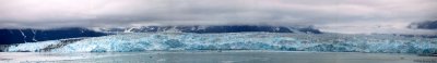A panoramic view of the face  of the Hubbard Glacier: 6 miles wide, 300 ft high!
