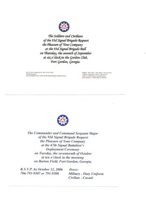 Invitations to Affairs at FtGordon, Georgia - 2006
