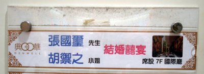 Directory sign to the wedding banquet