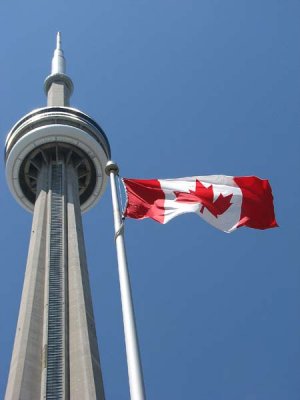 CN Tower with flag