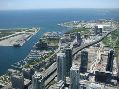 Looking Southwest from CN Tower with Lake Ontario